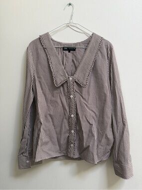 Zara Gingham Peter Pan Collar Top